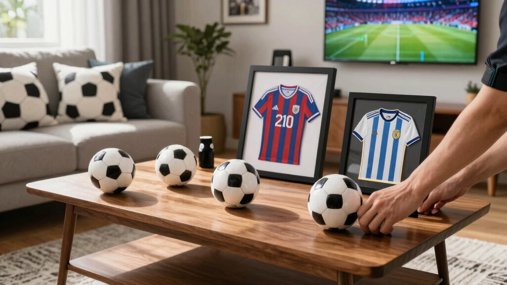 soccer-themed living room decor