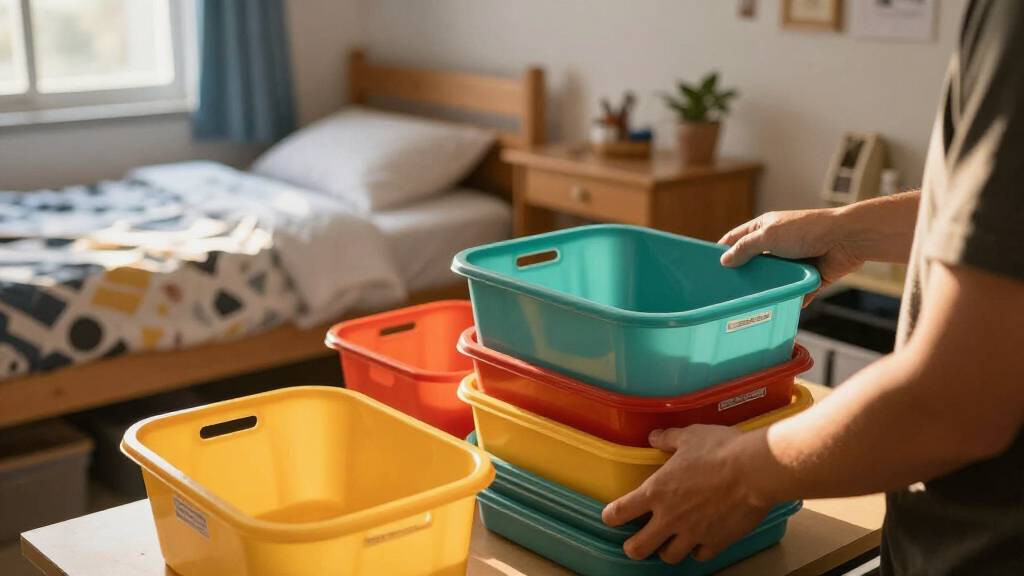 dorm room organization bins