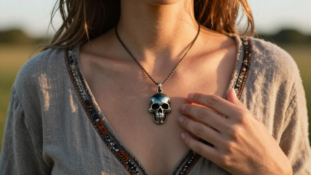 raven skull pendant necklace
