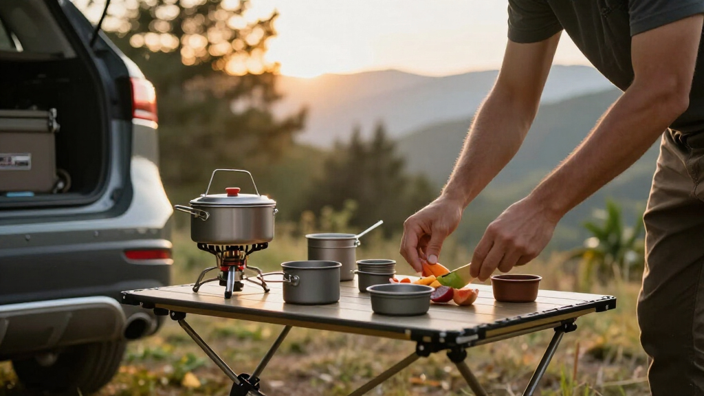 folding camp kitchen for car camping