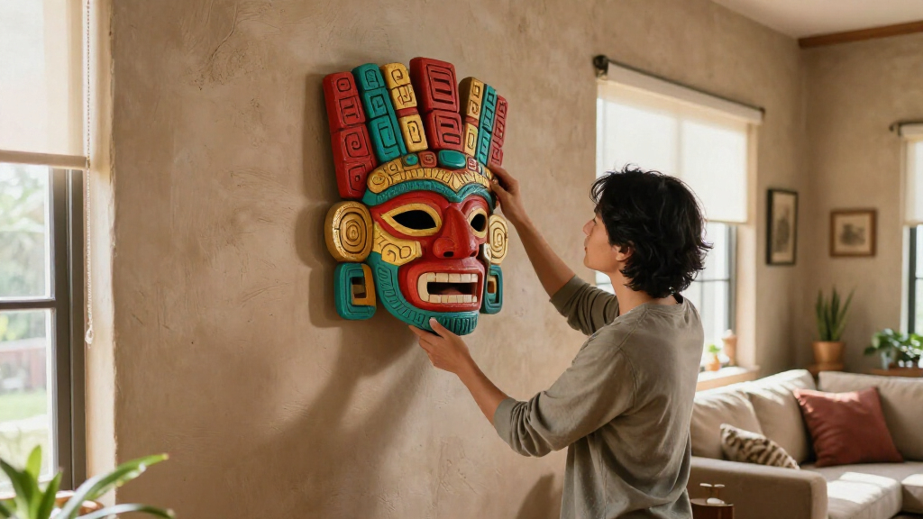 mesoamerican mask replica wall art