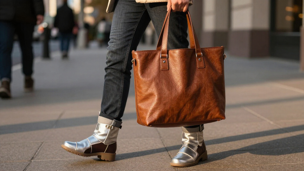 leather totes with protective feet