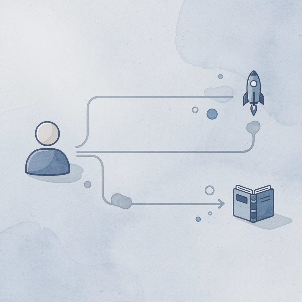 Icon showing response time splitting into two outcomes