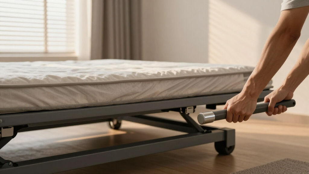 hydraulic lift storage bed frame
