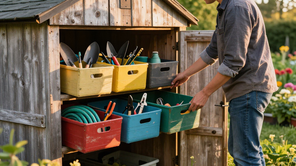 garden tool storage bins