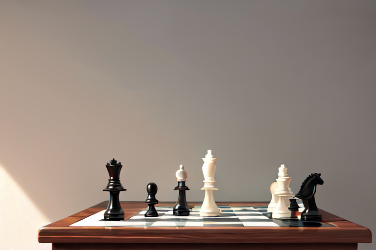 Two dice and a chess piece on a desk