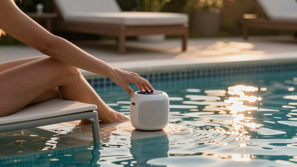solar-powered floating pool speakers