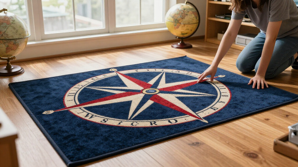 compass rose nautical floor rug