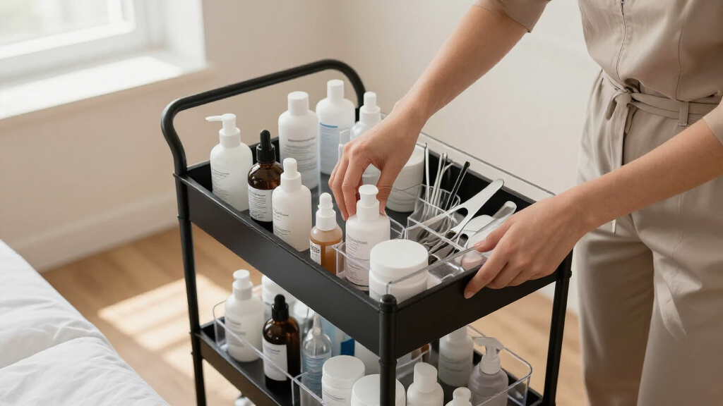 professional esthetician rolling cart for supplies