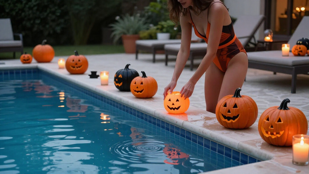 poolside Halloween decorations