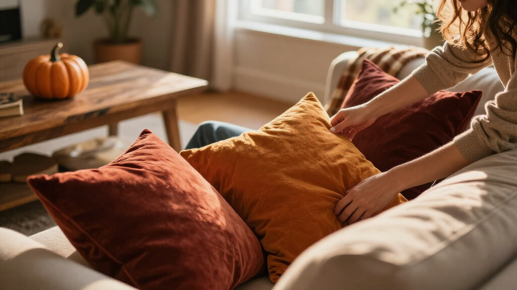 fall-themed decorative throw pillows
