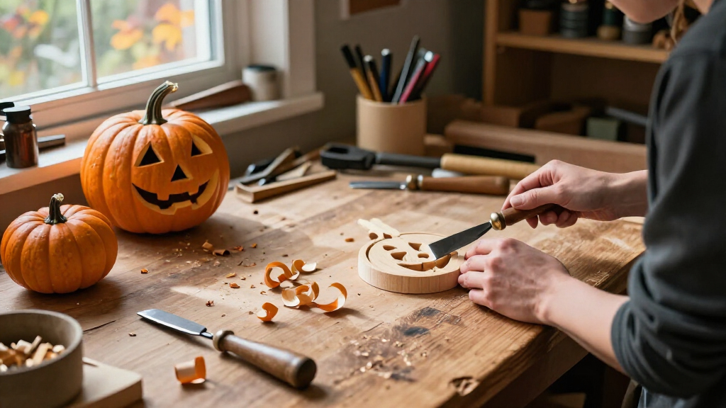 wood carving tools for Halloween decor