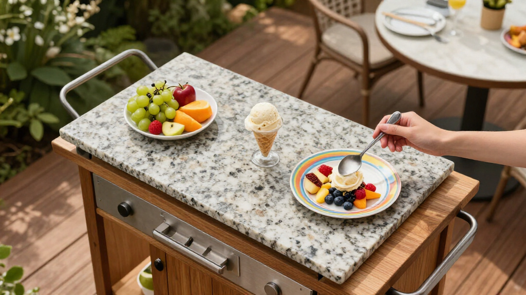 outdoor kitchen cart with granite top