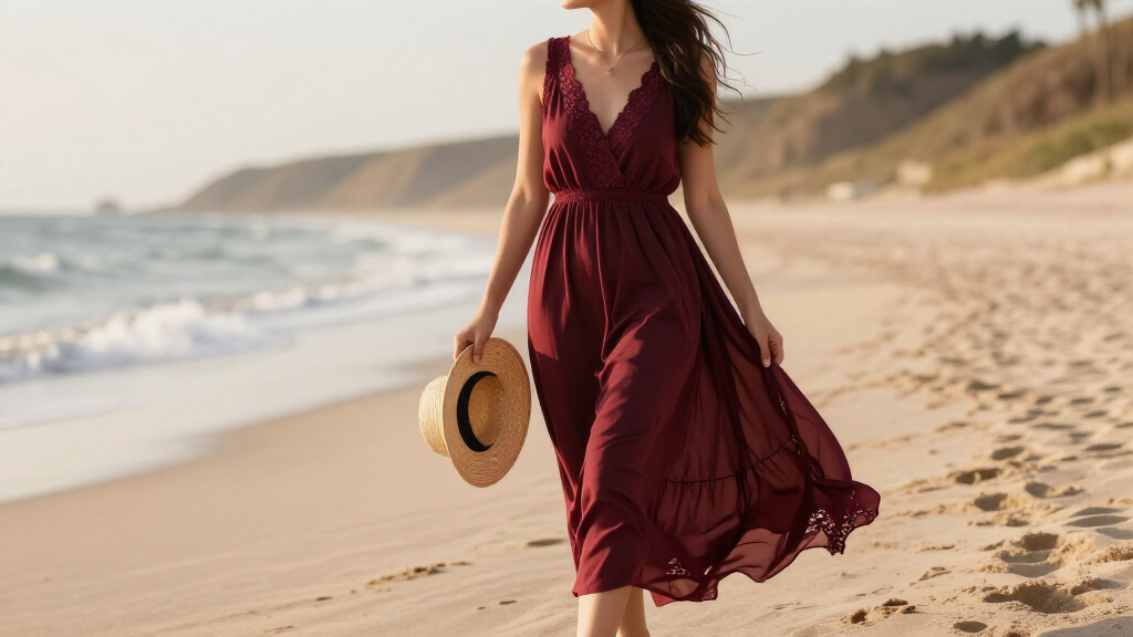 best burgundy vacation dresses