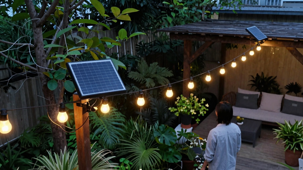 solar-powered outdoor string lights