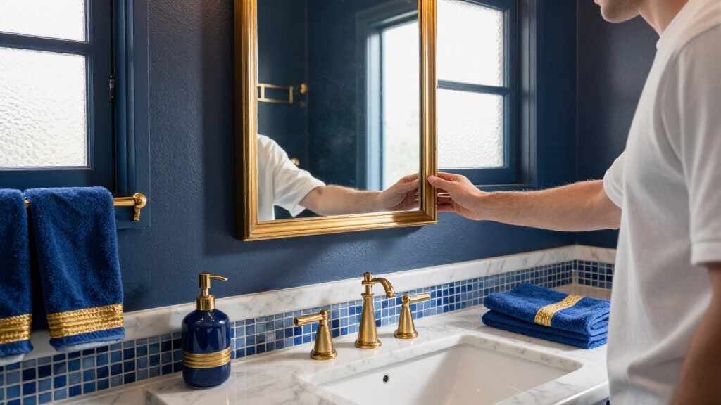 best blue and gold bathroom decor