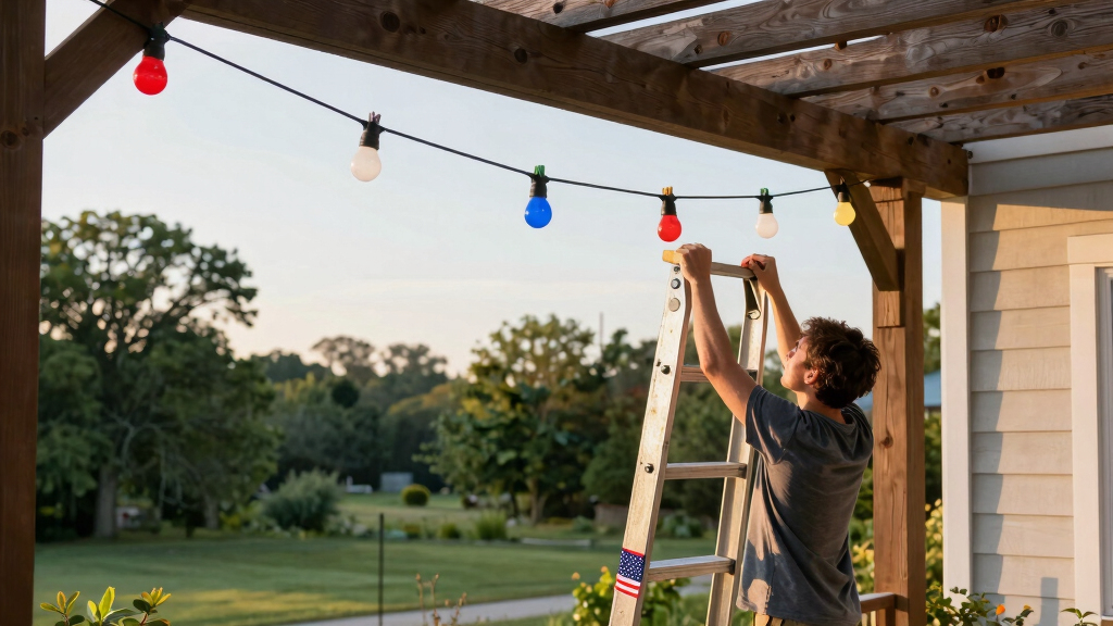 patriotic outdoor string lights