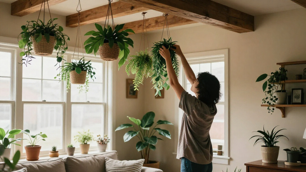 artificial hanging plants set