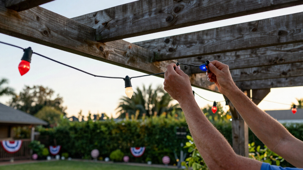 patriotic outdoor string lights