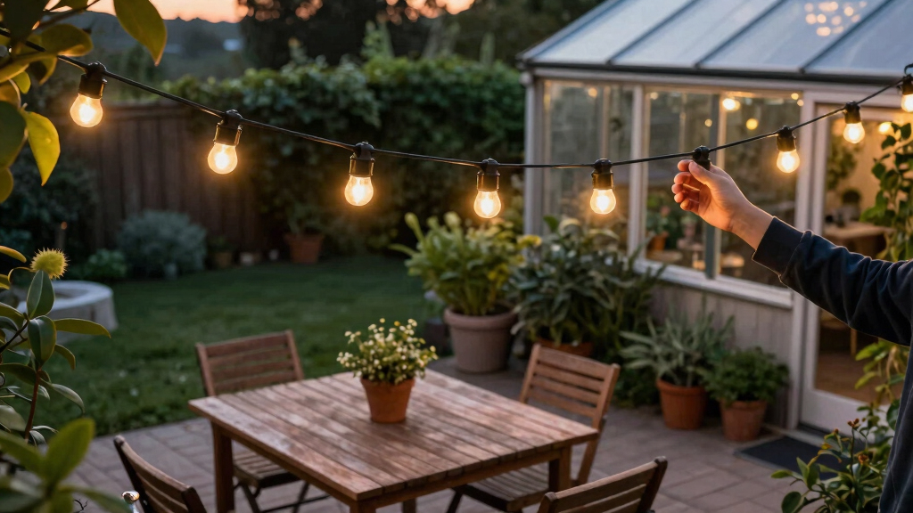 solar-powered outdoor string lights