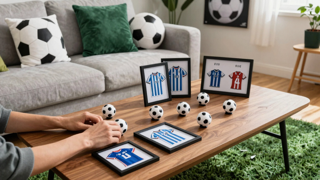 soccer-themed living room decor