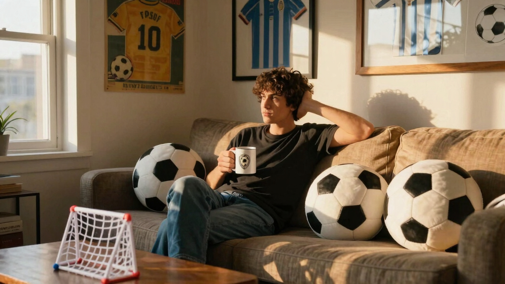 soccer-themed living room decor