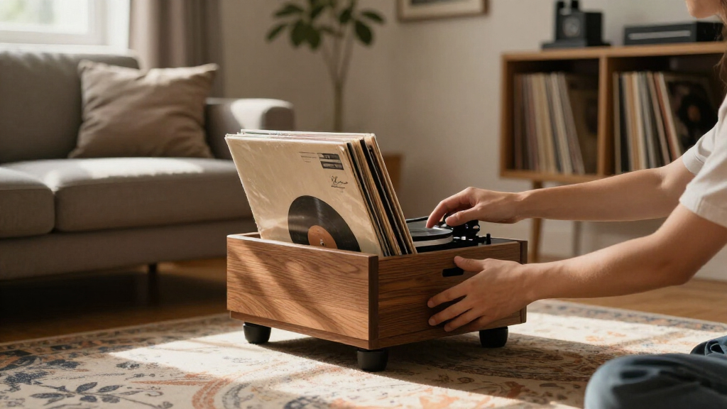 best turntable stand with vinyl storage premium