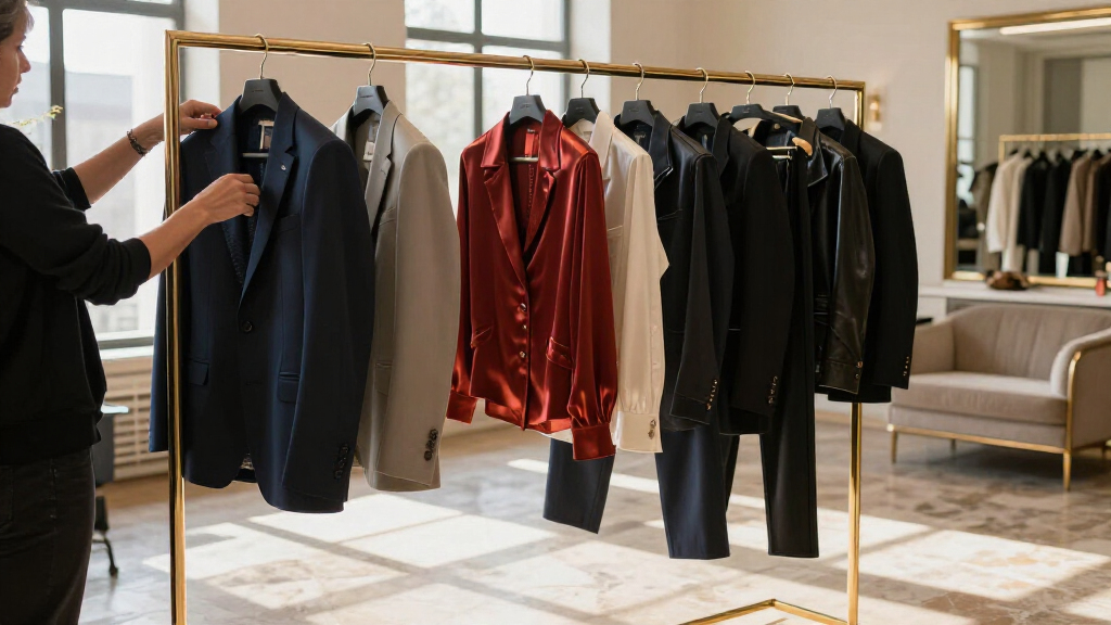 high end clothing rack with gold finish