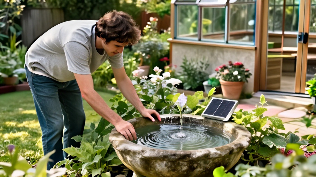 solar-powered garden water fountains