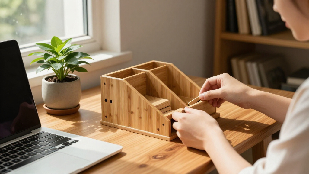 desk organizers bamboo