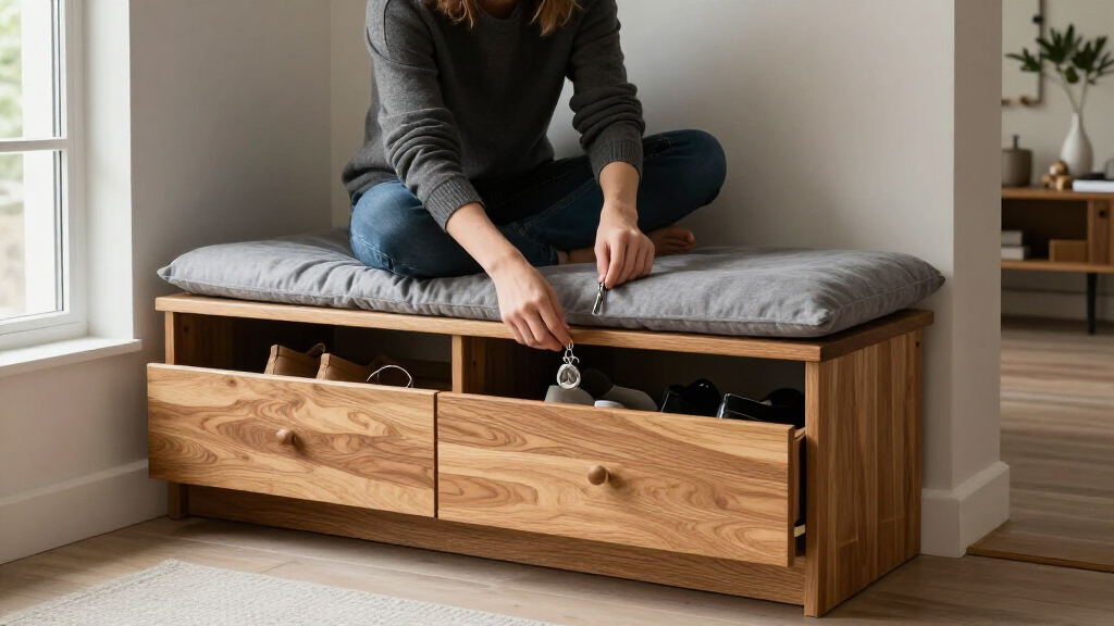 best entryway bench with storage and cushion