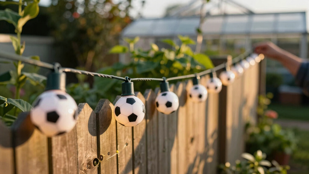 soccer-themed outdoor string lights