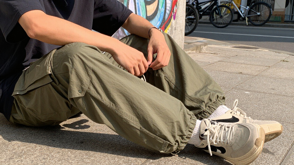 cargo parachute pants trendy