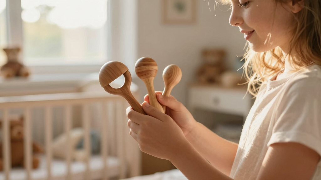 rattle set natural wood organic