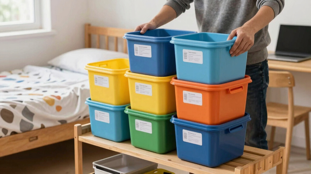 dorm room organization bins