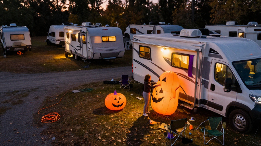 Halloween RV campsite inflatables