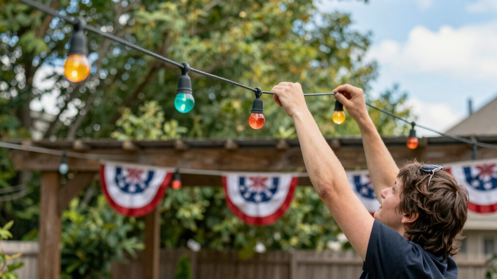 patriotic outdoor string lights