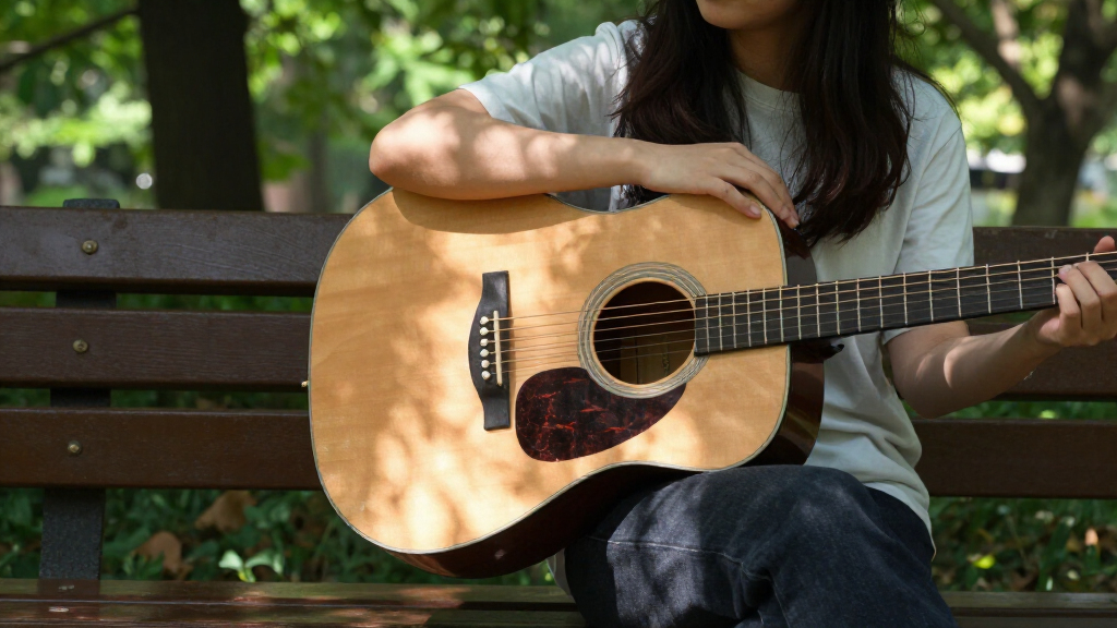 acoustic guitar under