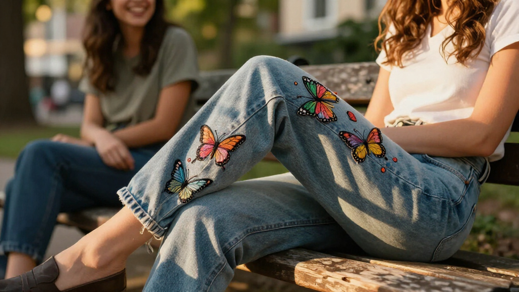 best embroidered butterfly jeans