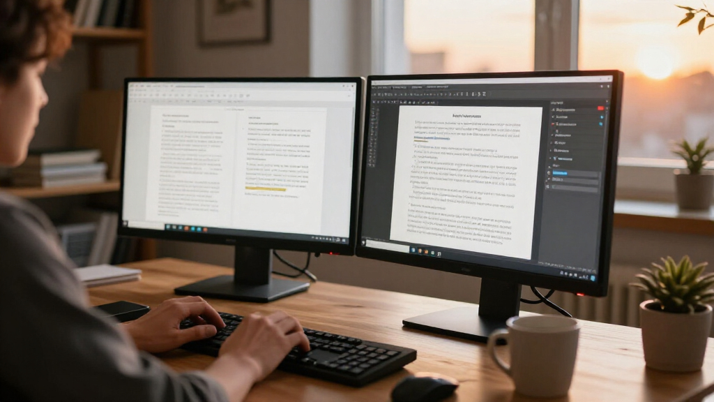 dual monitor setup for research and editing