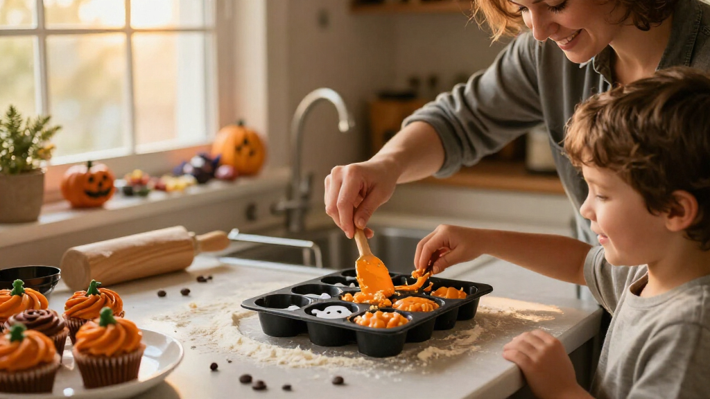 Halloween-themed silicone baking molds