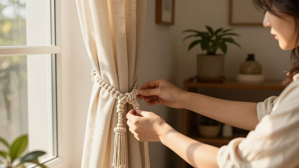 macrame curtain tiebacks