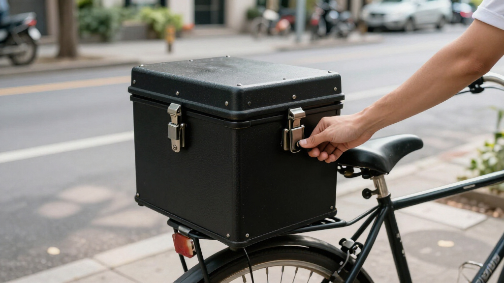 locking trunk box for bicycle rack