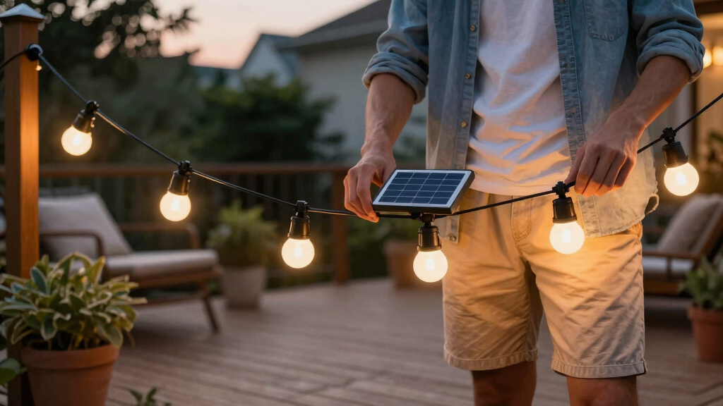 solar-powered outdoor string lights