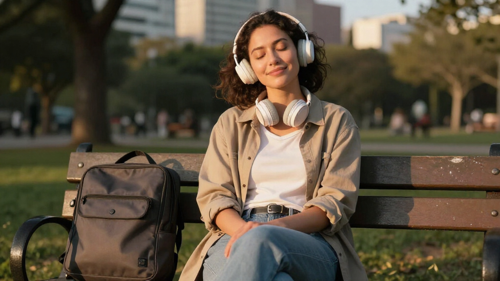 over ear headphones with travel case