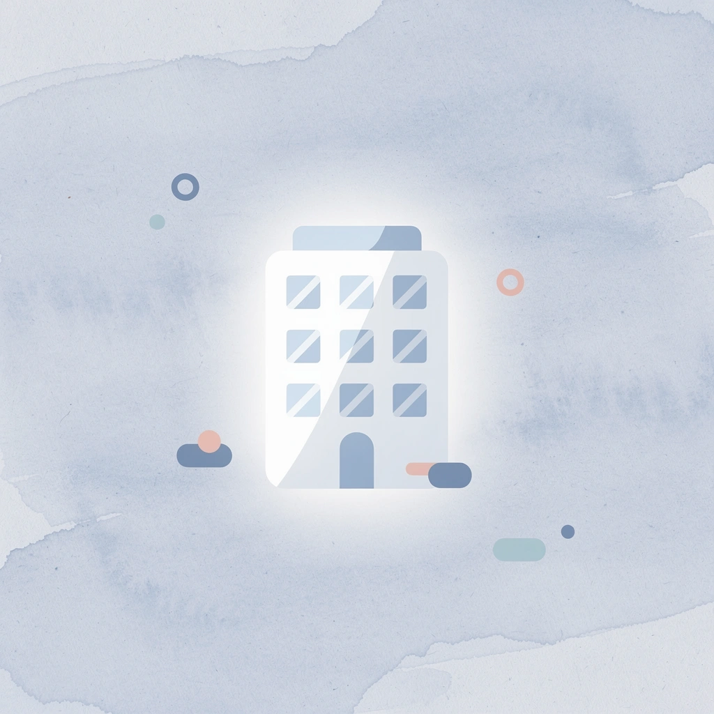 Office building icon representing hotel operations management as a unified system