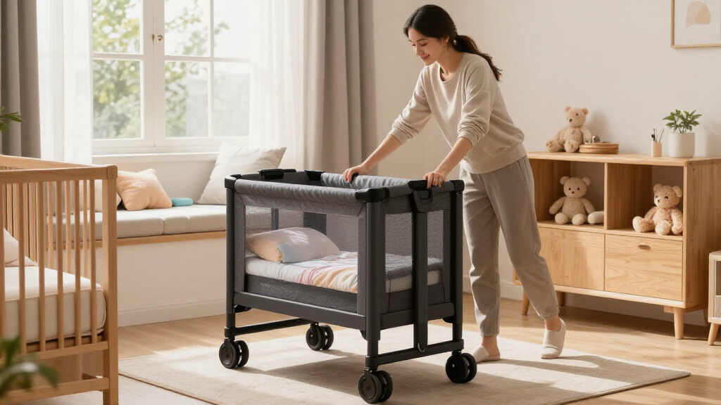 mini crib on wheels premium