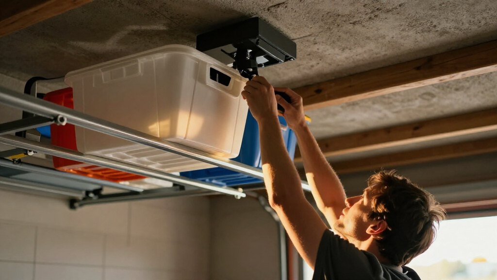 garage ceiling storage lift for bins