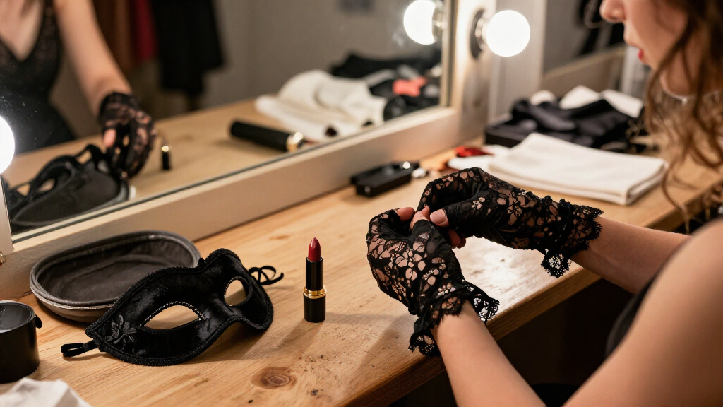 black lace masquerade gloves