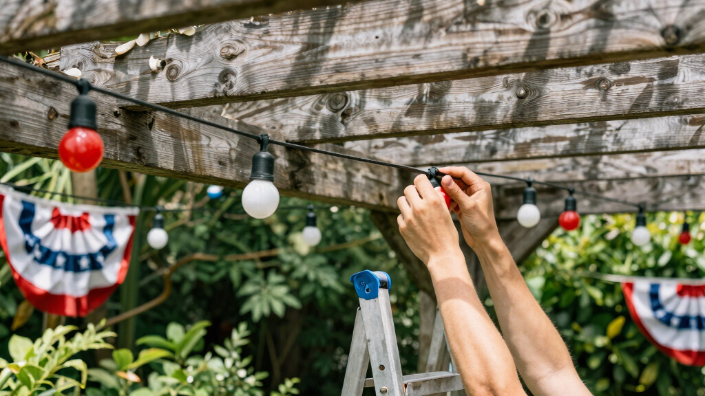 patriotic outdoor string lights